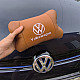 Набор подушек 2шт для автомобиля Volkswagen из натуральной коричневой кожи. Подушки на подголовник