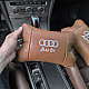Набор из двух подушек на подголовник Audi, из натуральной коричневой кожи, Подарок мужчине водителю