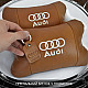 Набор из двух подушек на подголовник Audi, из натуральной коричневой кожи, Подарок мужчине водителю