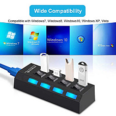 Розгалужувач USB 3.0 hub 4 порти Хаб з вимикачами