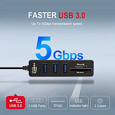 Універсальний пристрій USB 3.0 hub Картрідер Хаб 3 порти стовпчик