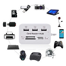 Універсальний пристрій USB 2.0 Combo hub Картрідер Хаб 3 порти