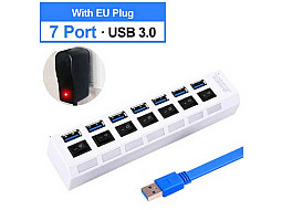 Розгалужувач USB 3.0 hub 7 портів Хаб з вимикачами та блоком живлення