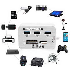 Універсальний пристрій USB 3.0 Combo hub Картрідер Хаб 3 порти